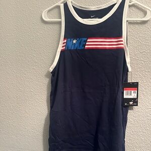 Nike Blue Tank Top with White and Red Accents